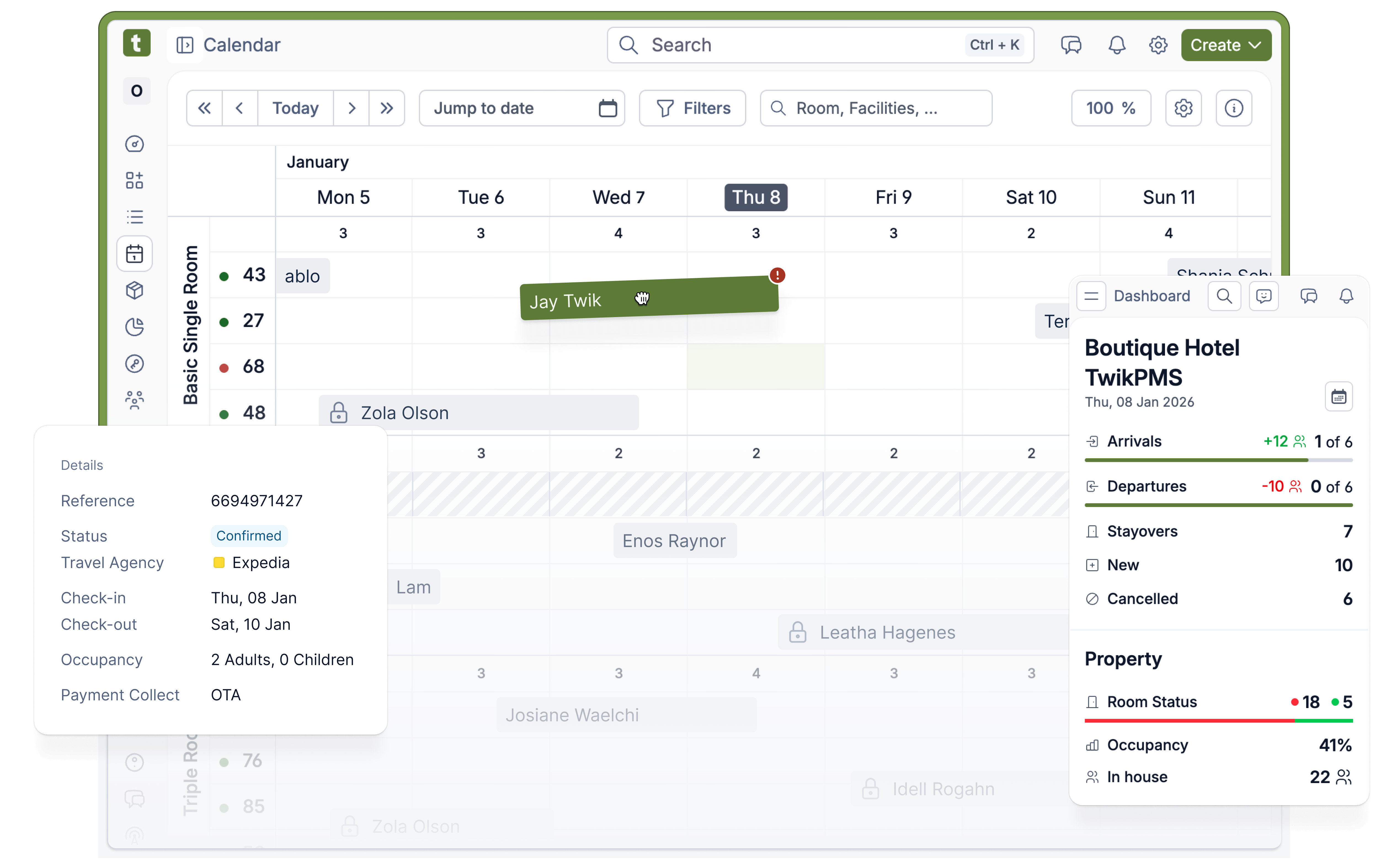 TwikPMS mobile check-in interface